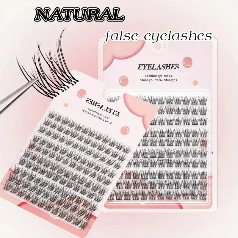 Ensemble de faux cils faciles à appliquer, style dessin animé volumineux, aspect naturel, effet épais et duveteux, bouquets croisés réalistes, design incurvé, réutilisables 5