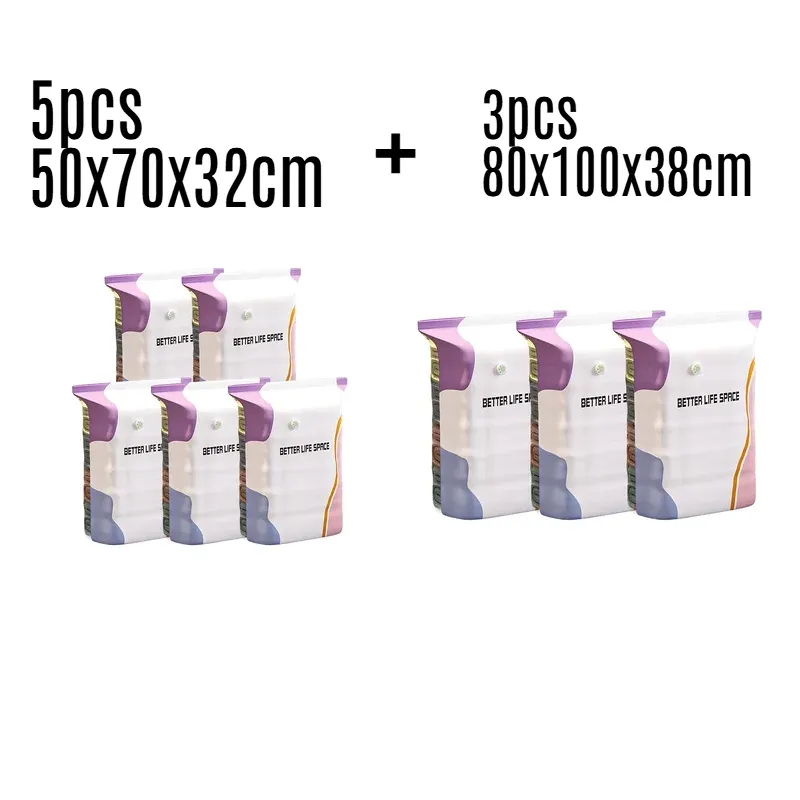 Sac de rangement sous vide 3D sans pompe, résistant à l'humidité, durable, grande capacité, sac de compression de voyage 7