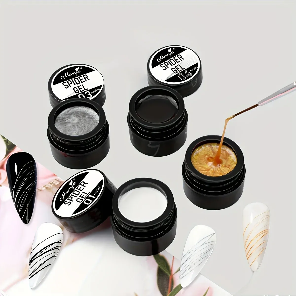 Gel élastique pour nail art, sculpture et peinture de motifs, 4 couleurs 3