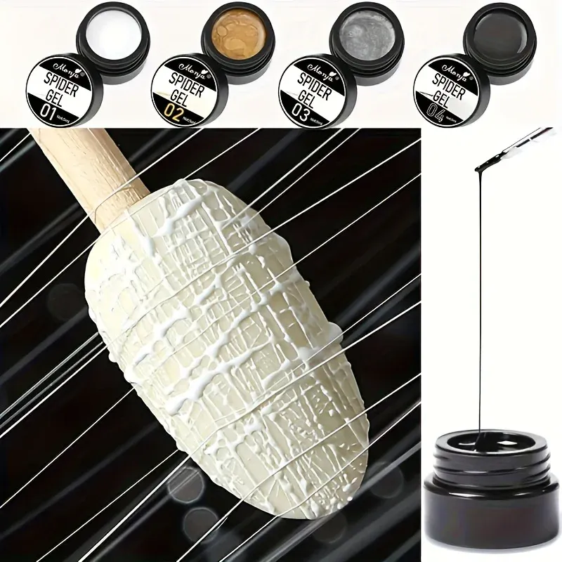 Gel élastique pour nail art, sculpture et peinture de motifs, 4 couleurs