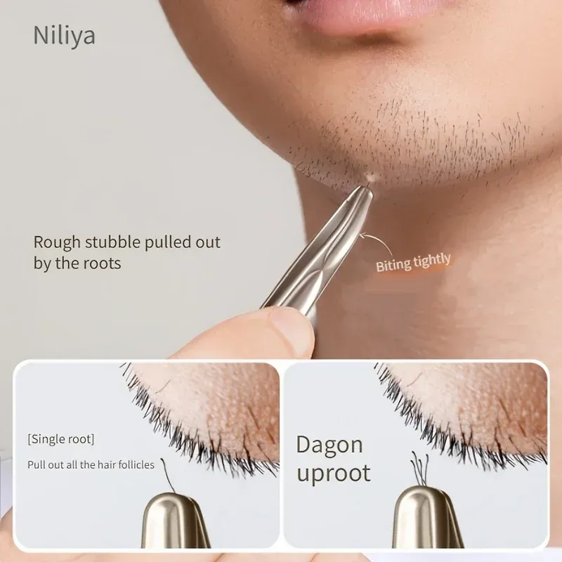 Pince à épiler à tête ronde pour sourcils et visage – Serrage sans couture, coupe précise, idéale pour peigner les sourcils et la barbe 3