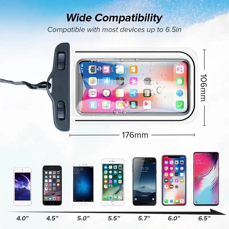 Pochette universelle étanche pour téléphone portable, sacs légers pour écrans de 3,5 à 6 pouces 5
