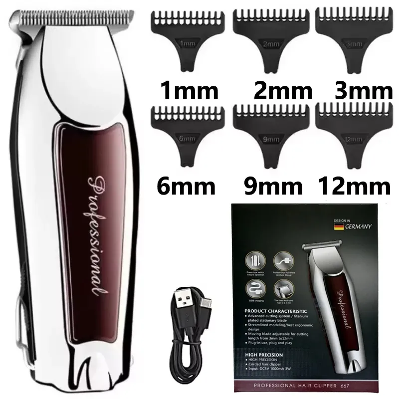 Tondeuse à cheveux sans fil rechargeable pour homme, professionnelle, pour la coupe des cheveux et de la barbe - Image 1