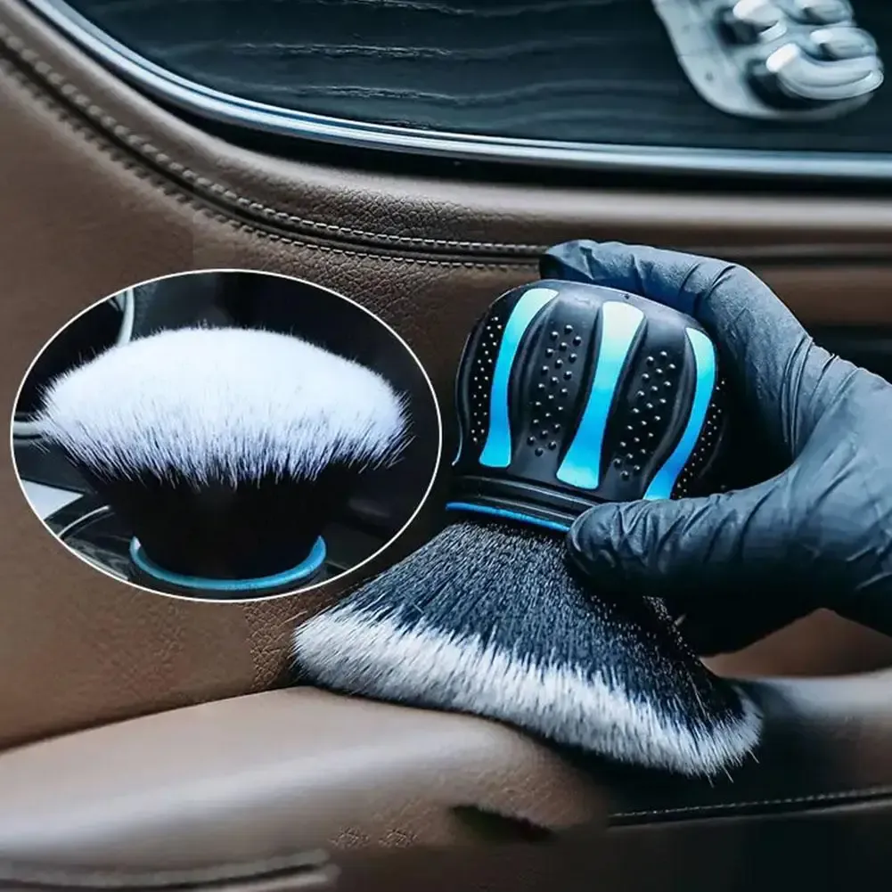 Brosse de détail polyvalente à poils souples pour le dépoussiérage et le nettoyage des surfaces intérieures et délicates, outil de nettoyage automobile 4