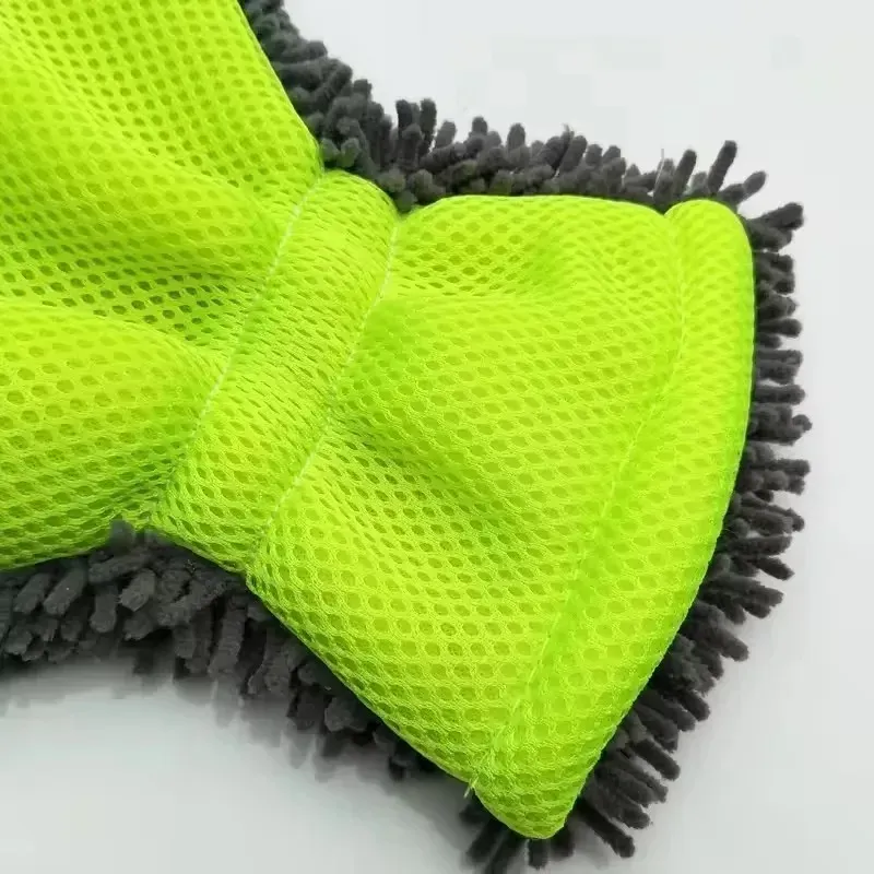 Gants de lavage pour voiture en microfibre, éponge sans rayures, double face en velours corail 4