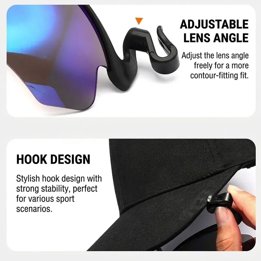 Lunettes de soleil polarisées à clipser pour casquette de baseball, unisexes, à angle de verre réglable 4