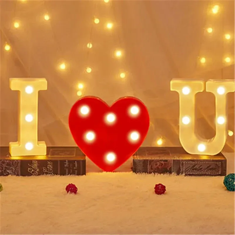 Lampe LED Alphabet Shoous à Lettres et Chiffres, Veilleuse Décorative pour la Maison, Mariage et Anniversaire 3