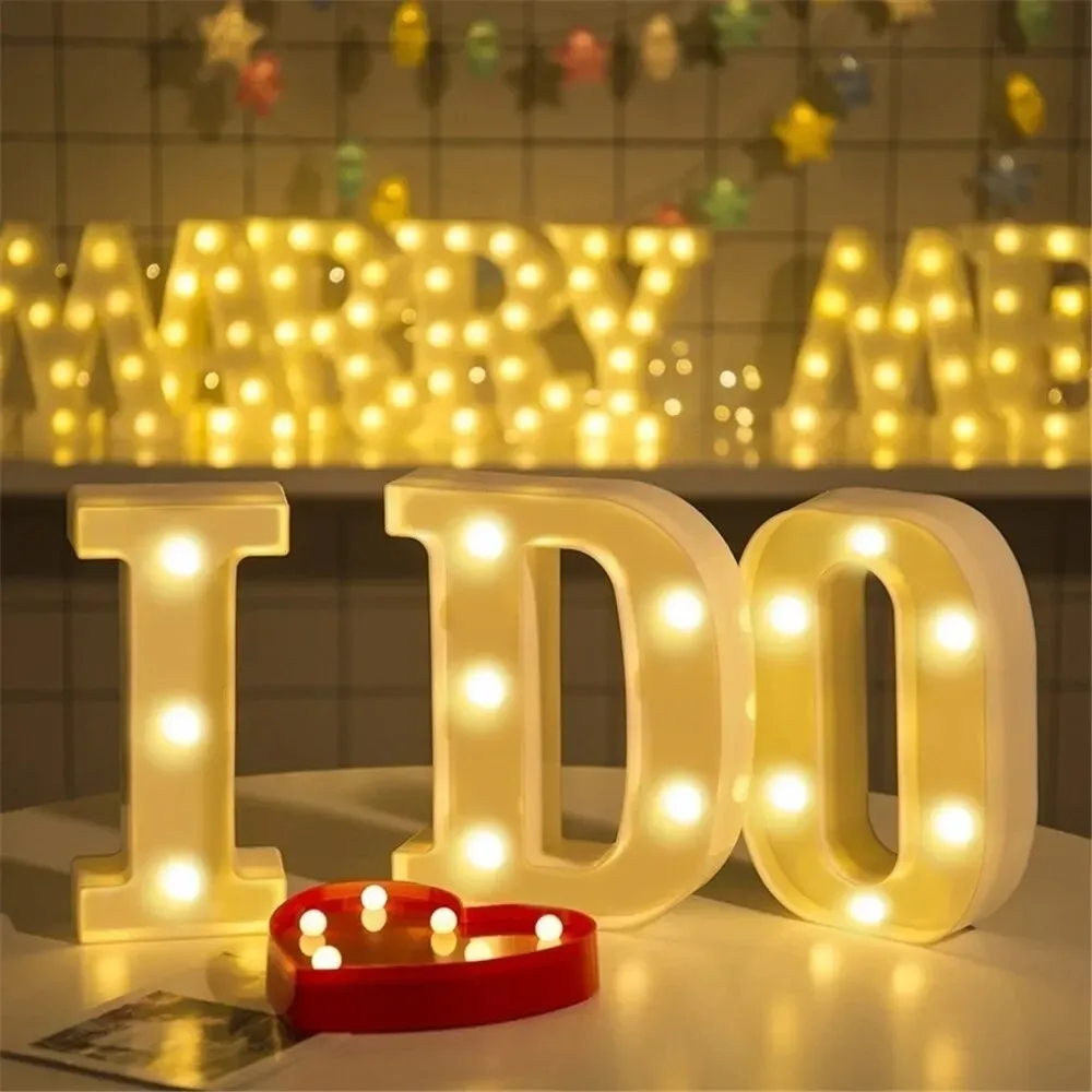 Lampe LED Alphabet Shoous à Lettres et Chiffres, Veilleuse Décorative pour la Maison, Mariage et Anniversaire 4