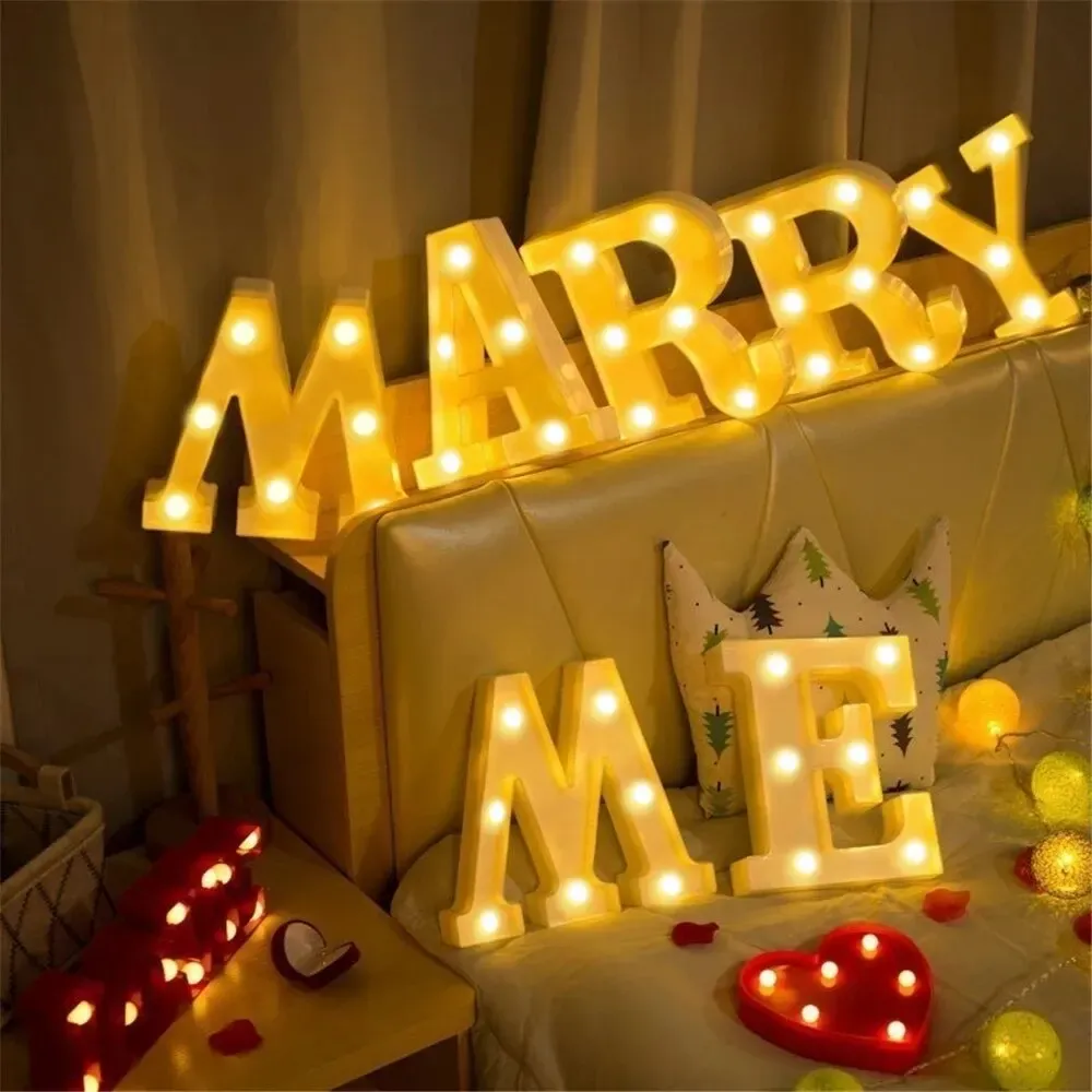 Lampe LED Alphabet Shoous à Lettres et Chiffres, Veilleuse Décorative pour la Maison, Mariage et Anniversaire 5