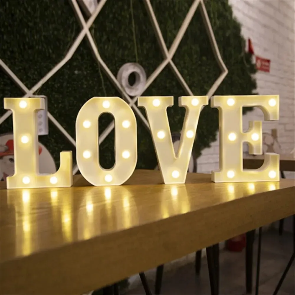 Lampe LED Alphabet Shoous à Lettres et Chiffres, Veilleuse Décorative pour la Maison, Mariage et Anniversaire 6