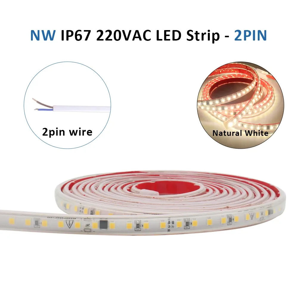 Bande LED flexible 220 V 2835, étanche IP67, 120 LED/m, blanc chaud et froid, longueurs de 1 à 20 m, éclairage domestique 7