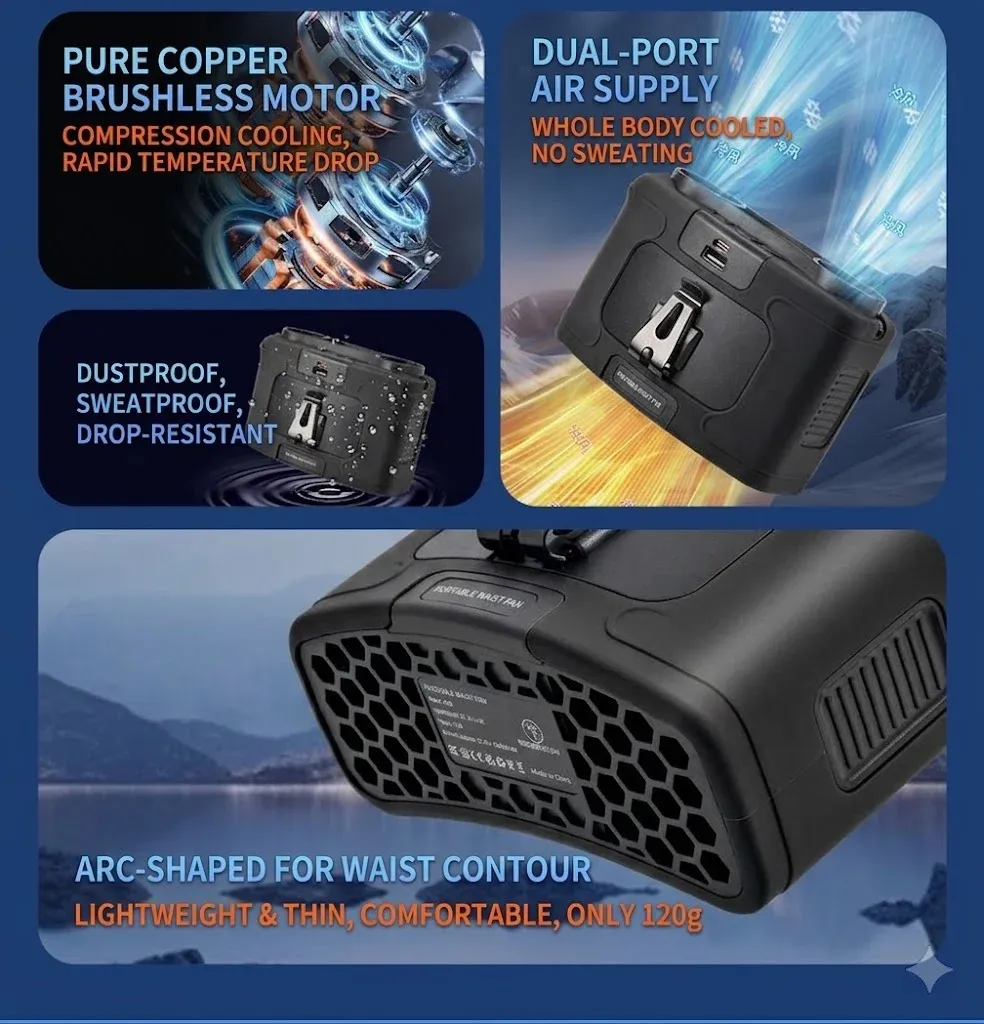 Ventilateur de cou portable, vue de profil