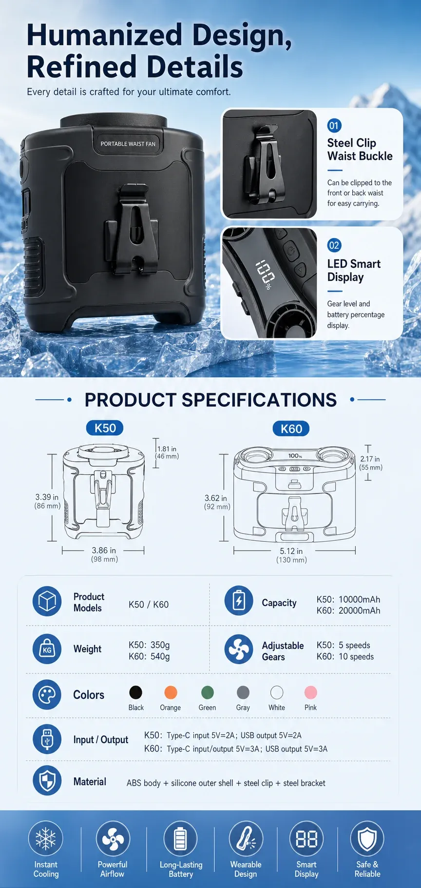 Ventilateur de cou portable, mise en scène lifestyle
