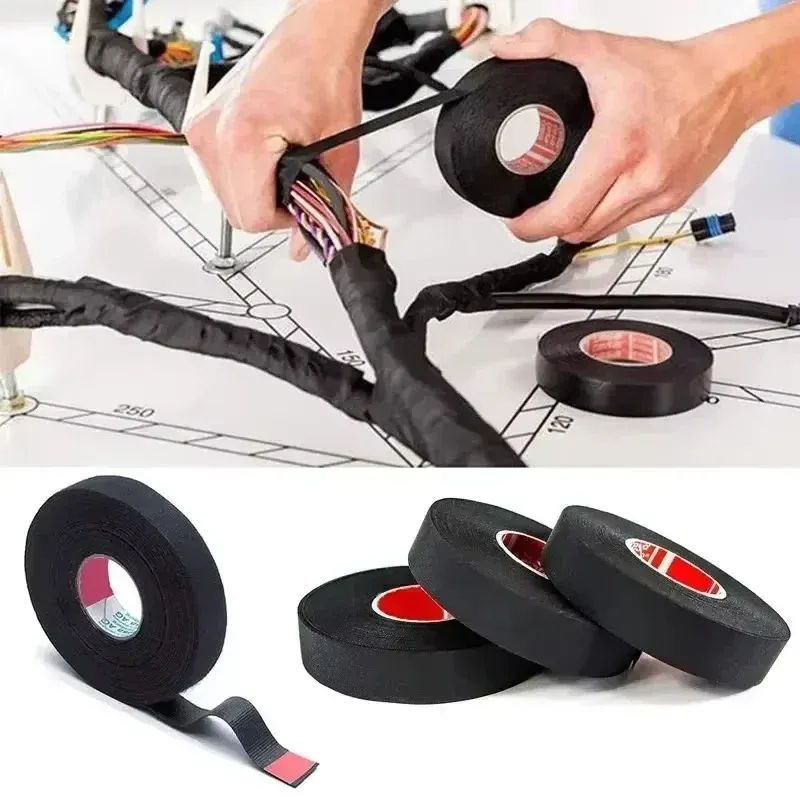 Ruban électrique en tissu pour câblage automobile, vue de détail