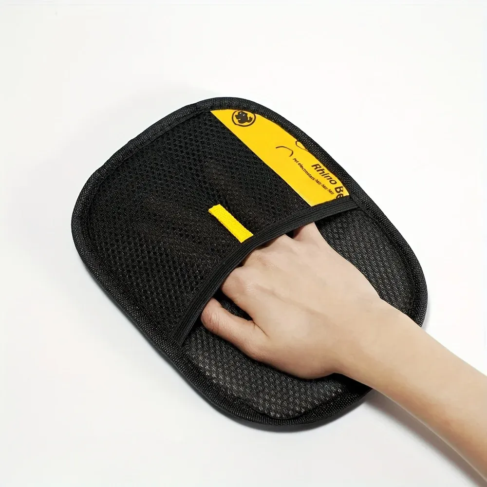 Gants d'épilation statiques pour grands animaux de compagnie – Gants de toilettage en polypropylène noir à accents jaunes