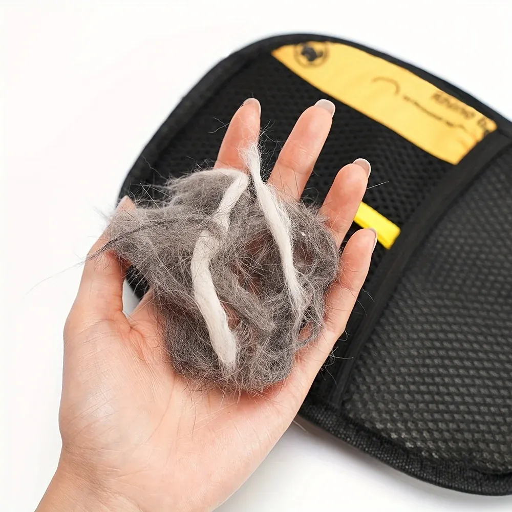 Gants d'épilation statiques pour grands animaux de compagnie – Gants de toilettage en polypropylène noir à accents jaunes 4