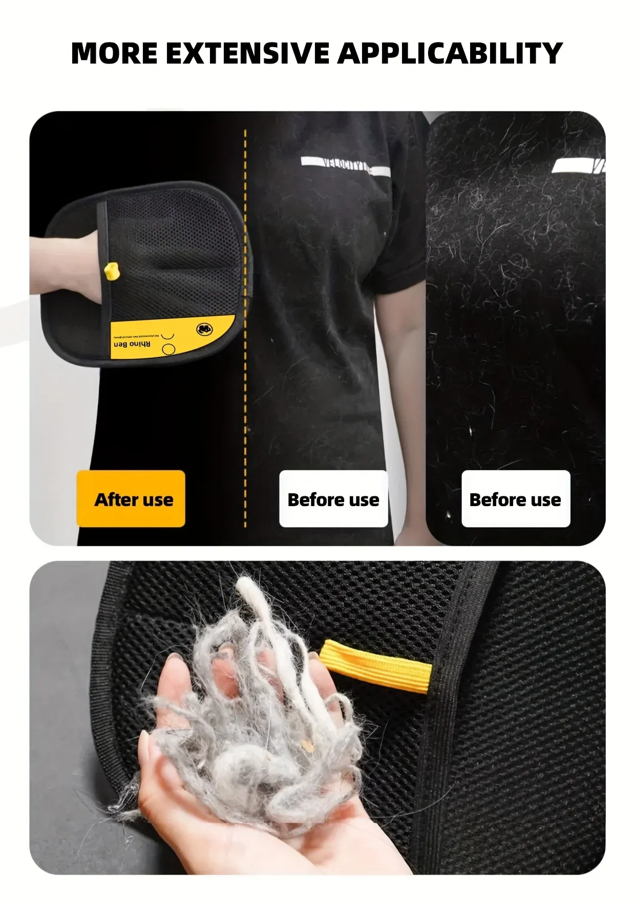 Gant de toilettage pour animaux de compagnie, vue de près