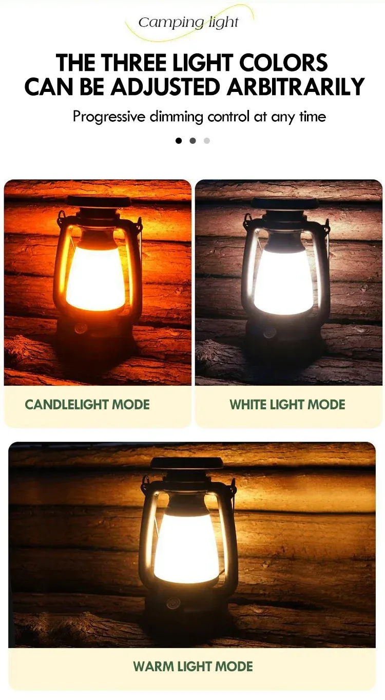 Lanterne LED rétro sous différents angles