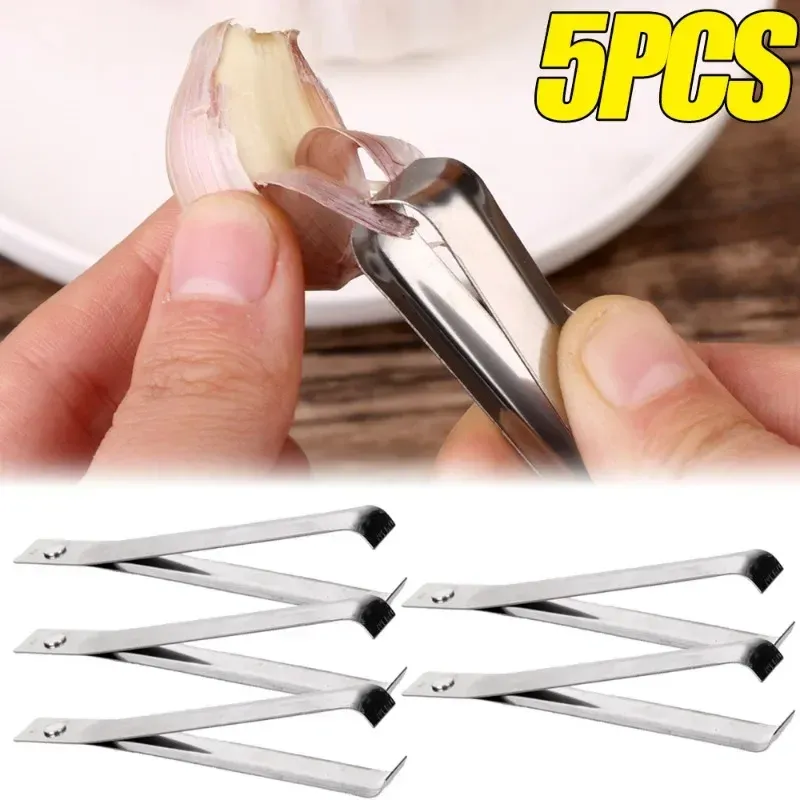 Épluche-ail en acier inoxydable, pince à épiler manuelle multifonction, lot de 5