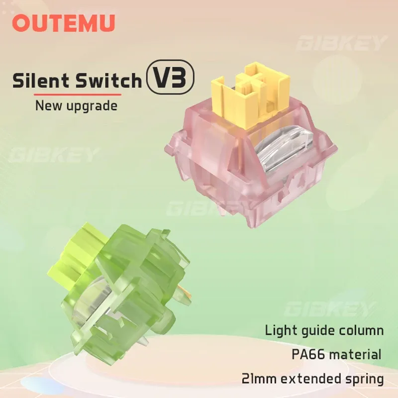 Interrupteurs Outemu Joli Silencieux Peach V3 pour clavier mécanique, linéaires, 5 broches, échange à chaud, pré-lubrifiés, PA66 POM - Image 1