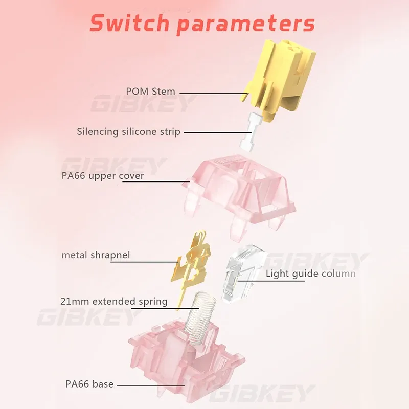 Interrupteurs Outemu Joli Silencieux Peach V3 pour clavier mécanique, linéaires, 5 broches, échange à chaud, pré-lubrifiés, PA66 POM 5
