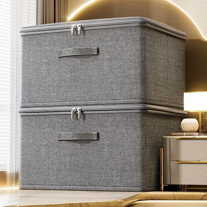 Boîte de rangement pliable en tissu avec couvercle souple pour vêtements, jouets et organisation de garde-robe - Image 1