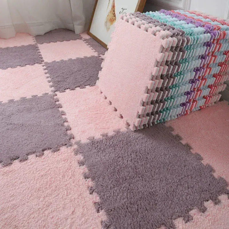 Tapis puzzle en mousse effet daim pour chambre et salon, 30x30x1 cm - Image 1