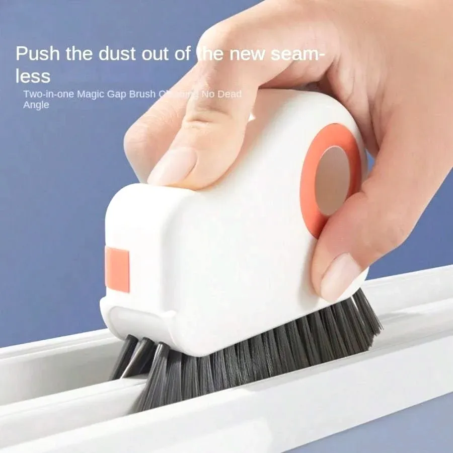 Brosse de nettoyage 2 en 1 pour rainures de fenêtre, outil de nettoyage pour rails de porte coulissante et joints de sol, nettoyeur de fentes à main, 1 pièce - Image 1