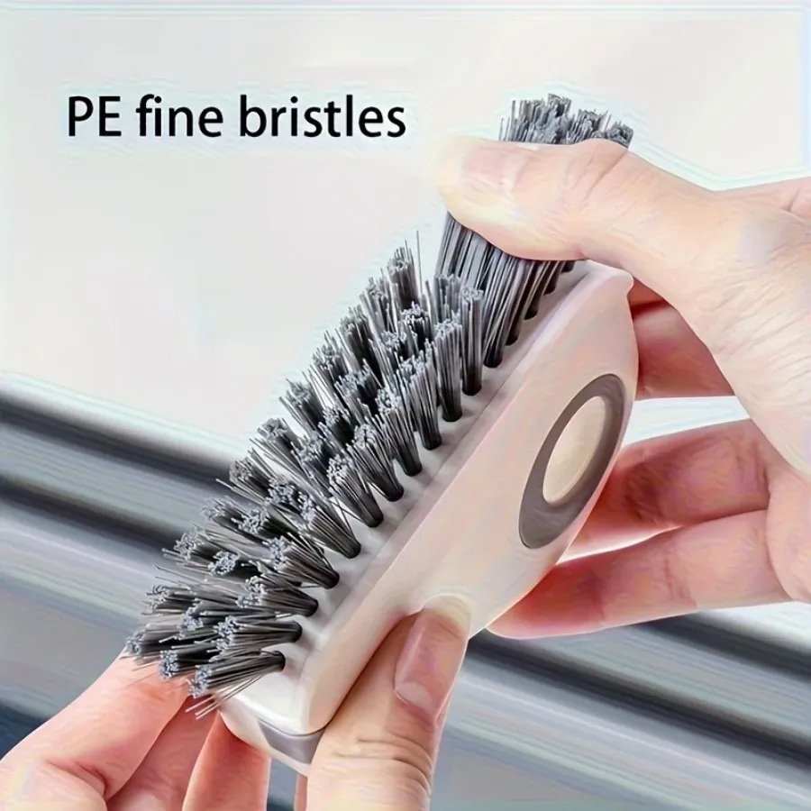 Brosse de nettoyage 2 en 1 pour rainures de fenêtre, outil de nettoyage pour rails de porte coulissante et joints de sol, nettoyeur de fentes à main, 1 pièce 5