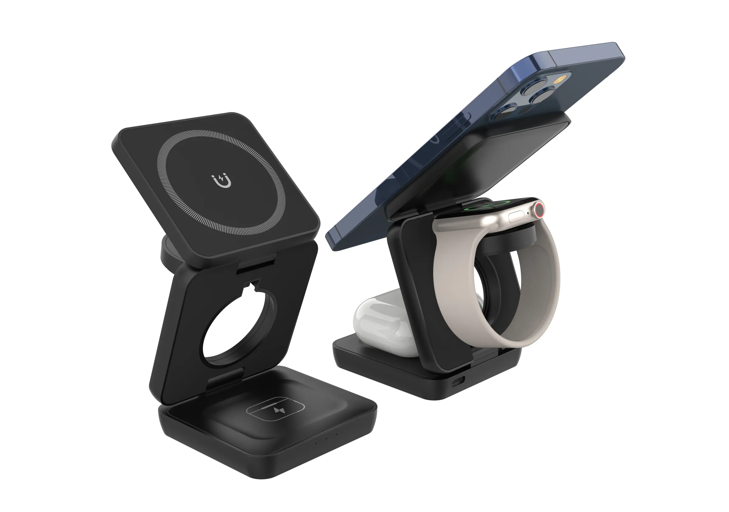 Support de chargeur sans fil 3 en 1 pliable, station de charge magnétique pour iPhone 16, 15, 14, 13 Pro Max, Apple Watch 8 et 9 6
