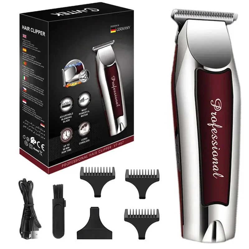 Tondeuse à cheveux électrique sans fil pour homme, rechargeable, professionnelle, pour la barbe, le visage et le corps 7