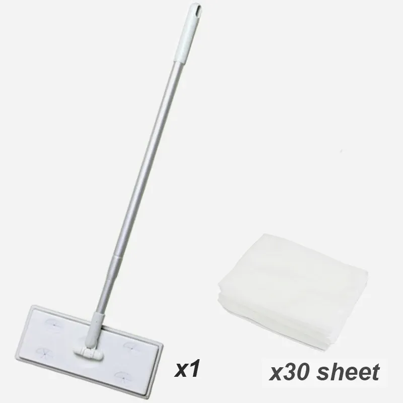Vadrouille plate électrostatique pliable à long manche de 51,2 pouces avec lingettes jetables 8
