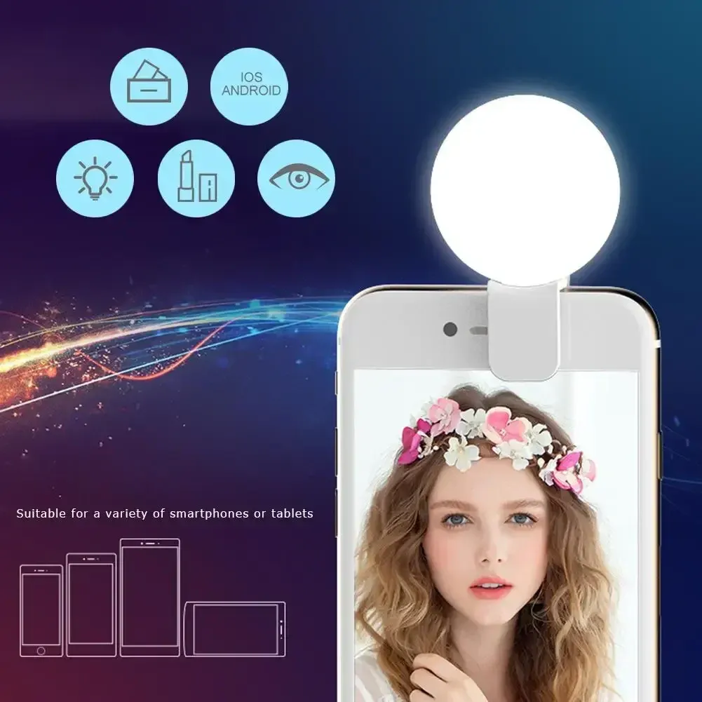 Anneau lumineux LED pour selfie, lumière douce sur le visage