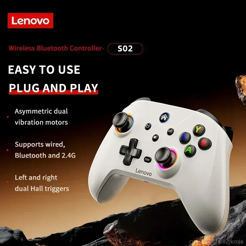 Manette de jeu sans fil Bluetooth Lenovo S02 pour Nintendo Switch, PC et Android TV, double vibration, six axes 5