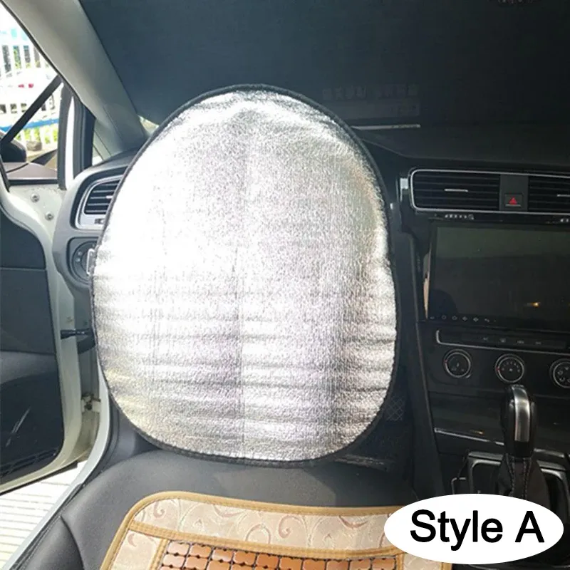 Pare-soleil pour volant de voiture, double épaisseur, pliable, protection UV, accessoire auto, housse de volant, argent 3