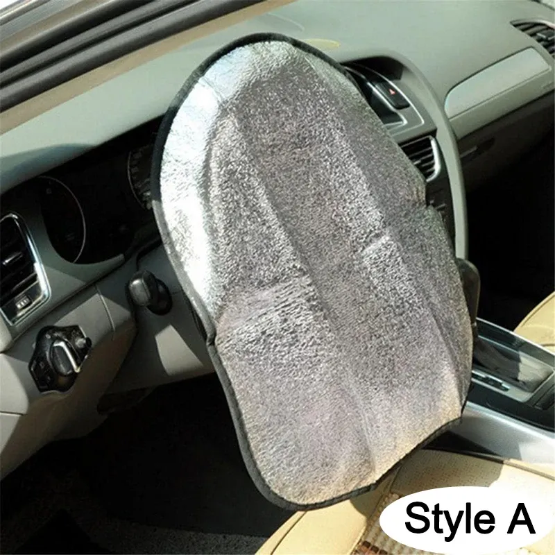 Pare-soleil pour volant de voiture, double épaisseur, pliable, protection UV, accessoire auto, housse de volant, argent