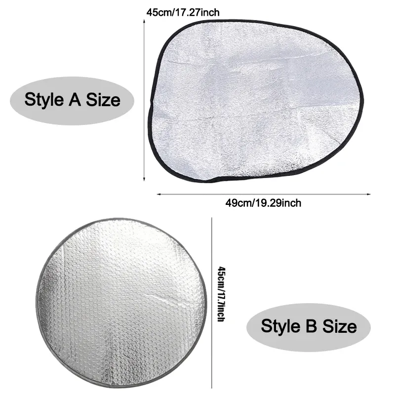 Pare-soleil pour volant de voiture, double épaisseur, pliable, protection UV, accessoire auto, housse de volant, argent 4