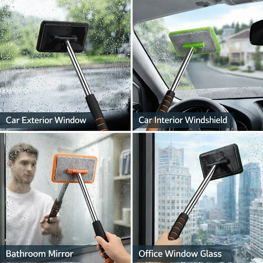 Brosse à vitres de voiture en microfibre avec manche extensible 6