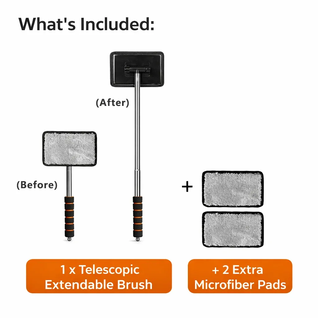 Brosse à vitres de voiture en microfibre avec manche extensible 7