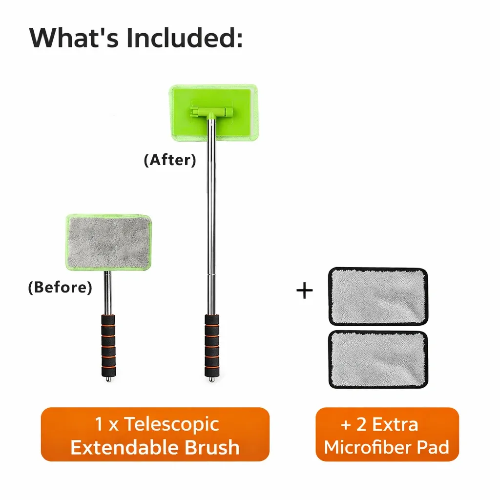 Brosse à vitres de voiture en microfibre avec manche extensible 10