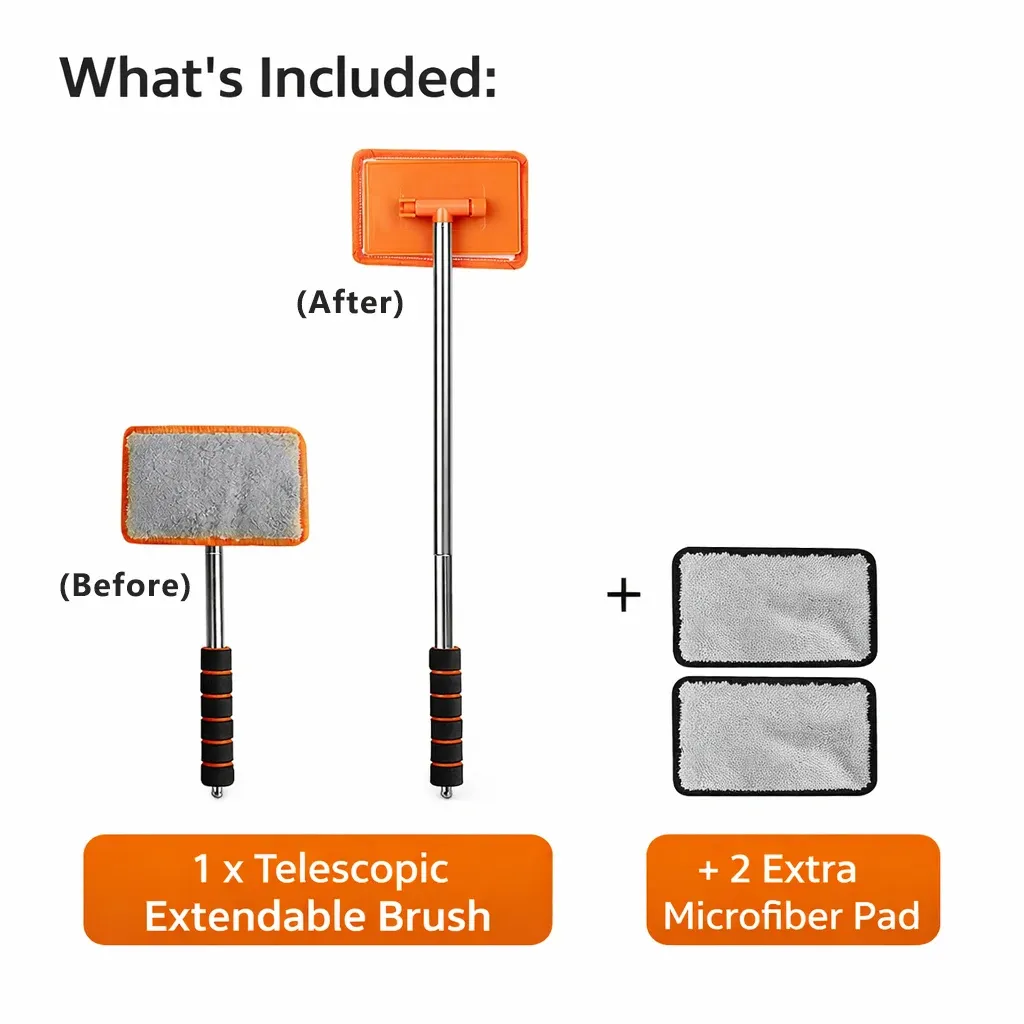 Brosse à vitres de voiture en microfibre avec manche extensible 9