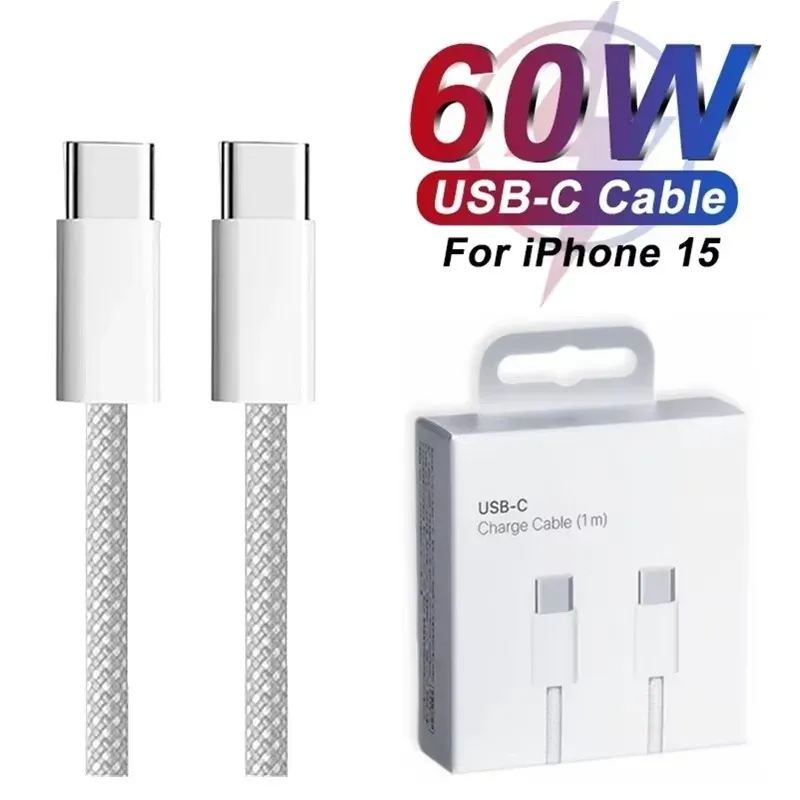 Câble USB-C vers USB-C tressé à charge rapide 60 W (Power Delivery) pour iPhone 15 et 16 (Pro, Pro Max, Plus) 7