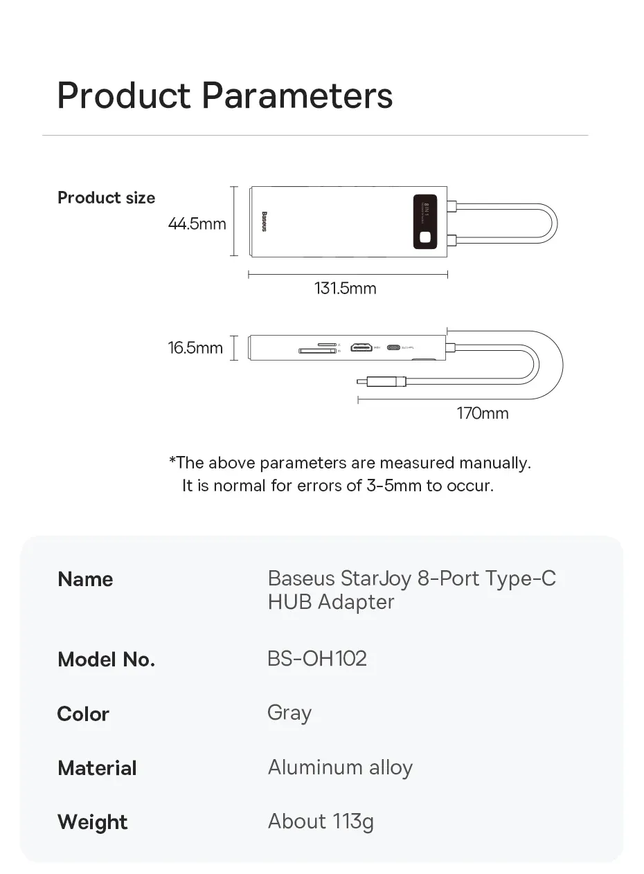 Hub USB-C Baseus, détails du produit