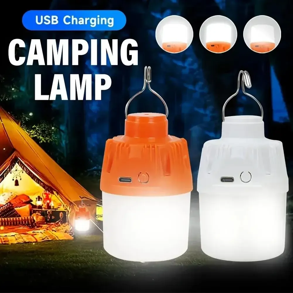 Lampe de camping LED rechargeable à intensité réglable, avec crochet et charge USB 1