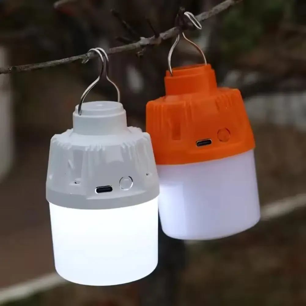 Lampe de camping LED rechargeable à intensité réglable, avec crochet et charge USB 2