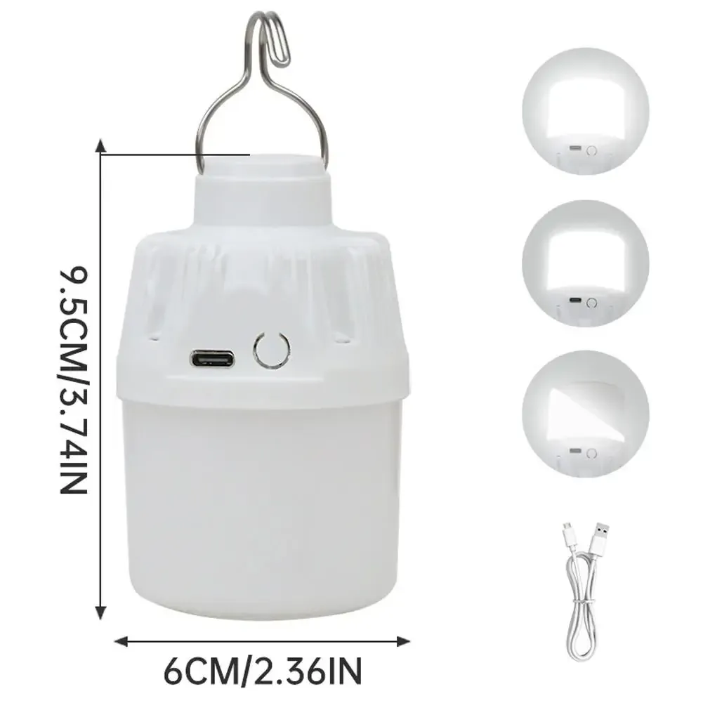 Lampe de camping LED rechargeable à intensité réglable, avec crochet et charge USB 6