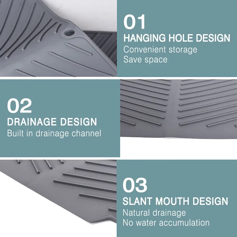 Tapis de séchage en silicone, finition antidérapante