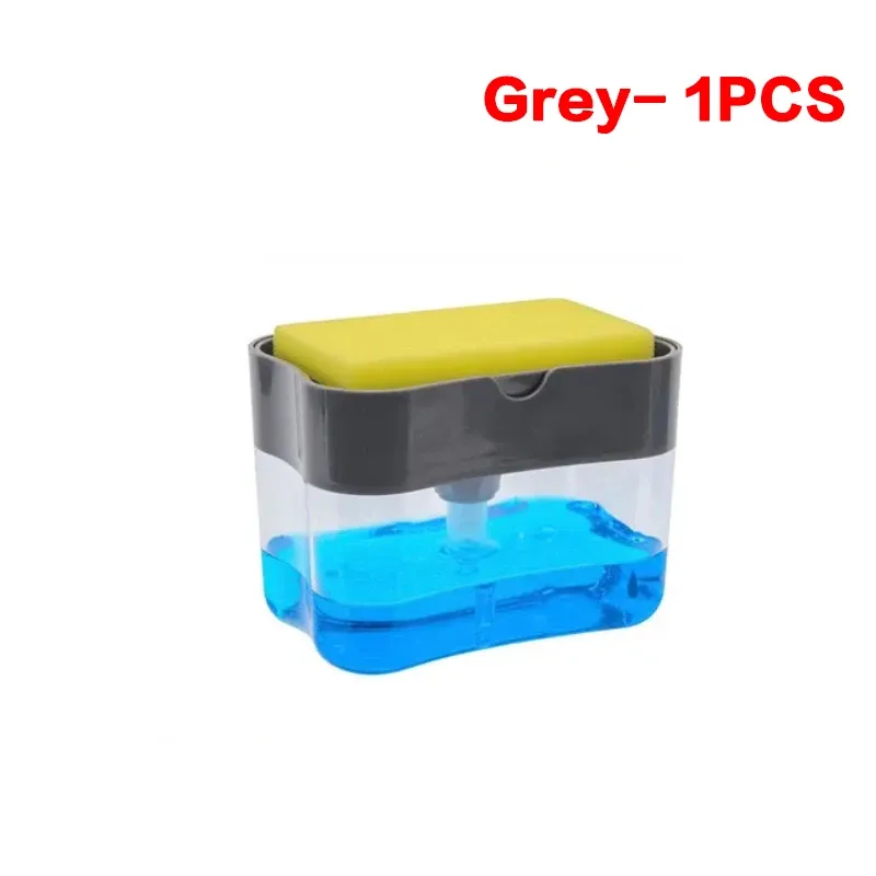 Distributeur de savon portable à pression pour cuisine, avec éponge de nettoyage pour la vaisselle et les casseroles 10