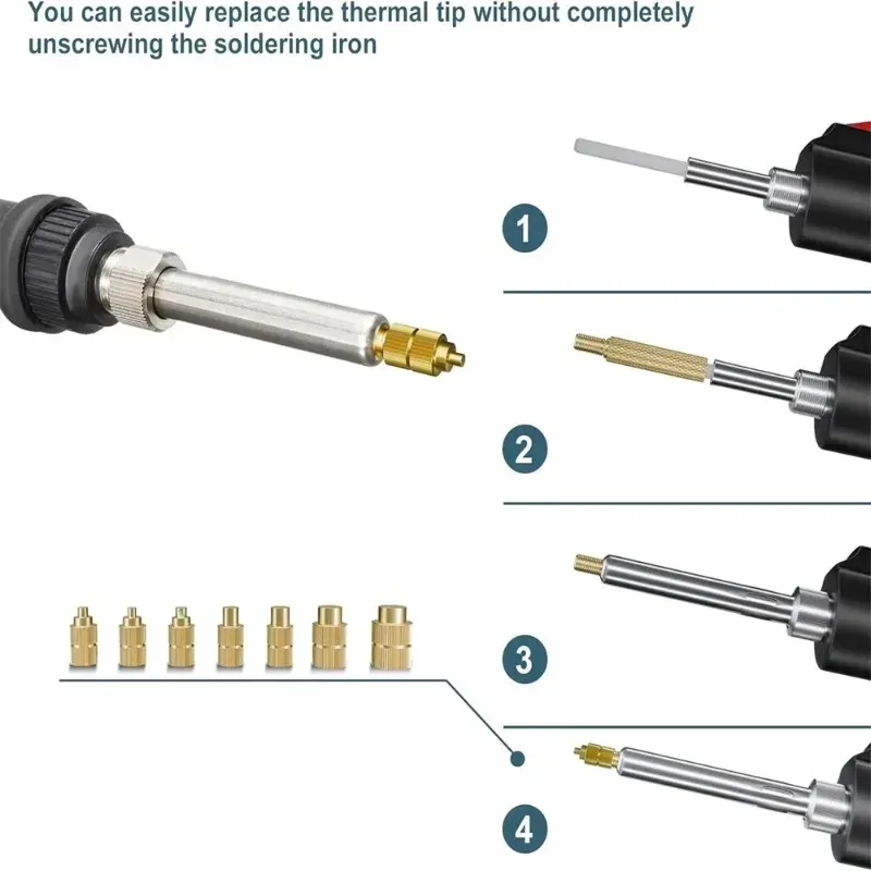 Kit d'inserts filetés en laiton à sertissage thermique pour plastique, avec pointes pour fer à souder, M2 à M6 3