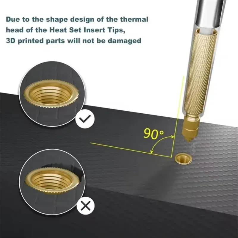 Kit d'inserts filetés en laiton à sertissage thermique pour plastique, avec pointes pour fer à souder, M2 à M6 4